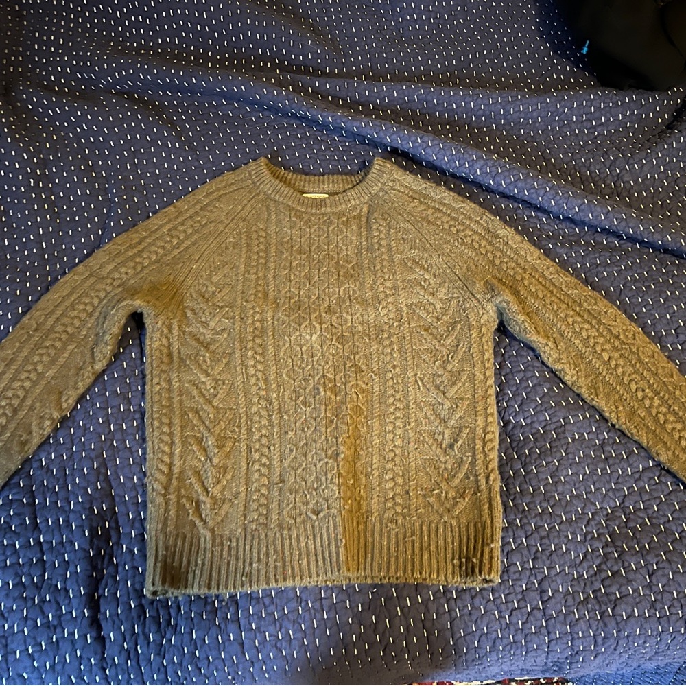 Jcrew Rugged Merino Fatigue Donegal Cable Knit Sweater